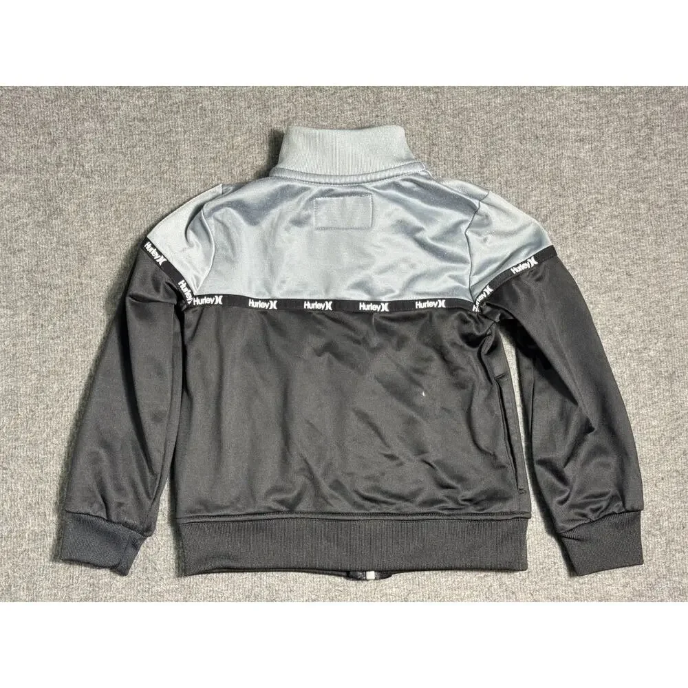 Hurley Gray & Black Colorblock 3-Piece Track Suit Joggers/Jacket/Henley 3T/4T
